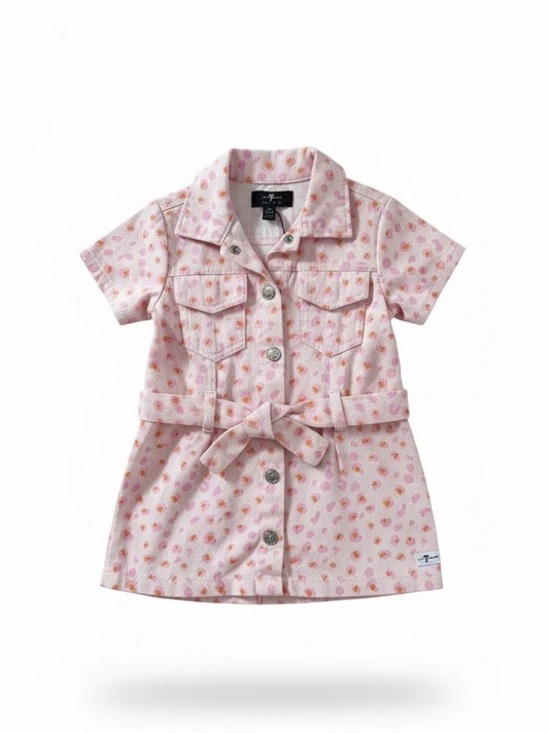7 For All Mankind Other - 7 For All Mankind Pink Floral Button-Front Short Sleeve Shirt Dress